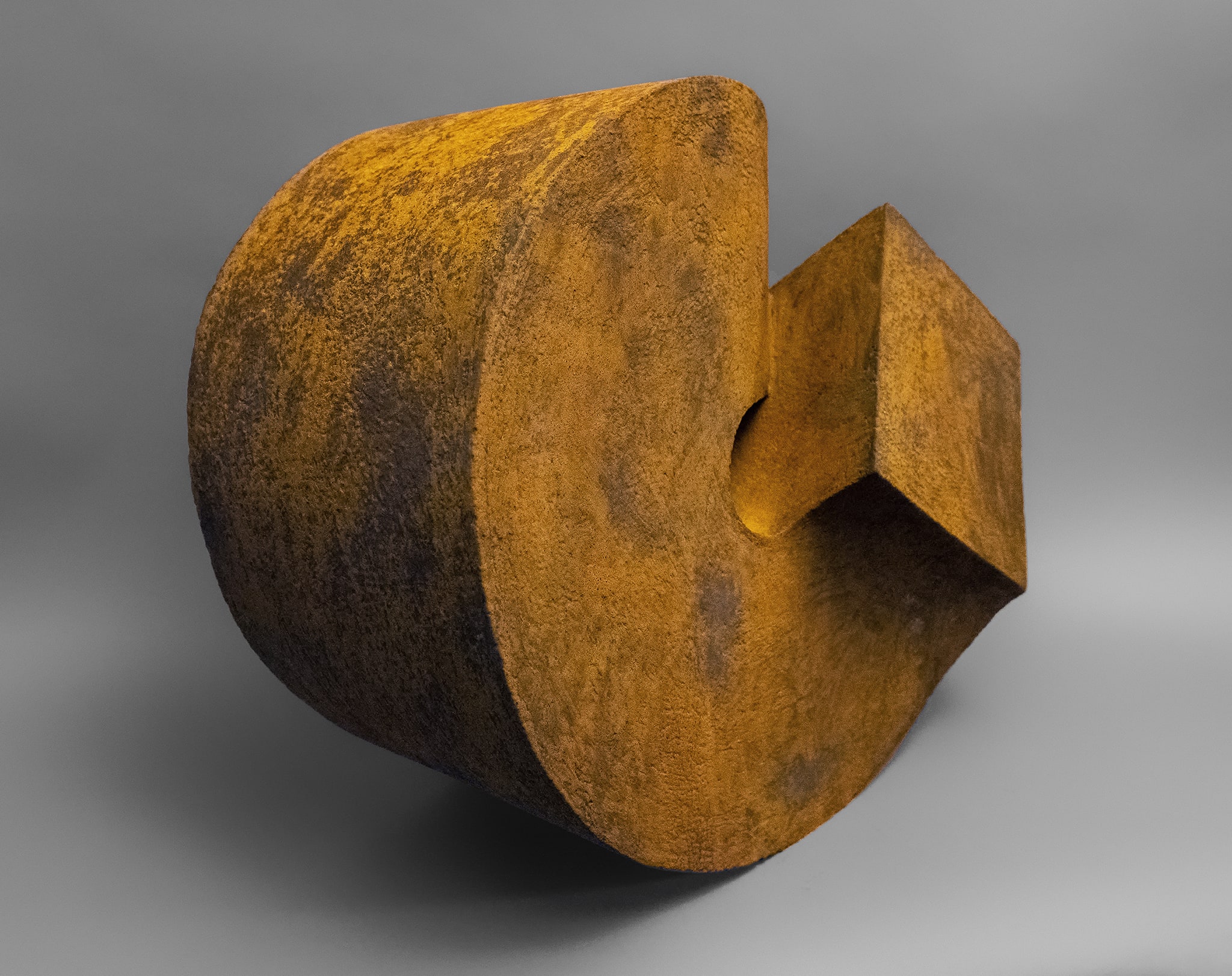 Interlock, 20" x 17" x 13", clay with iron oxide finish