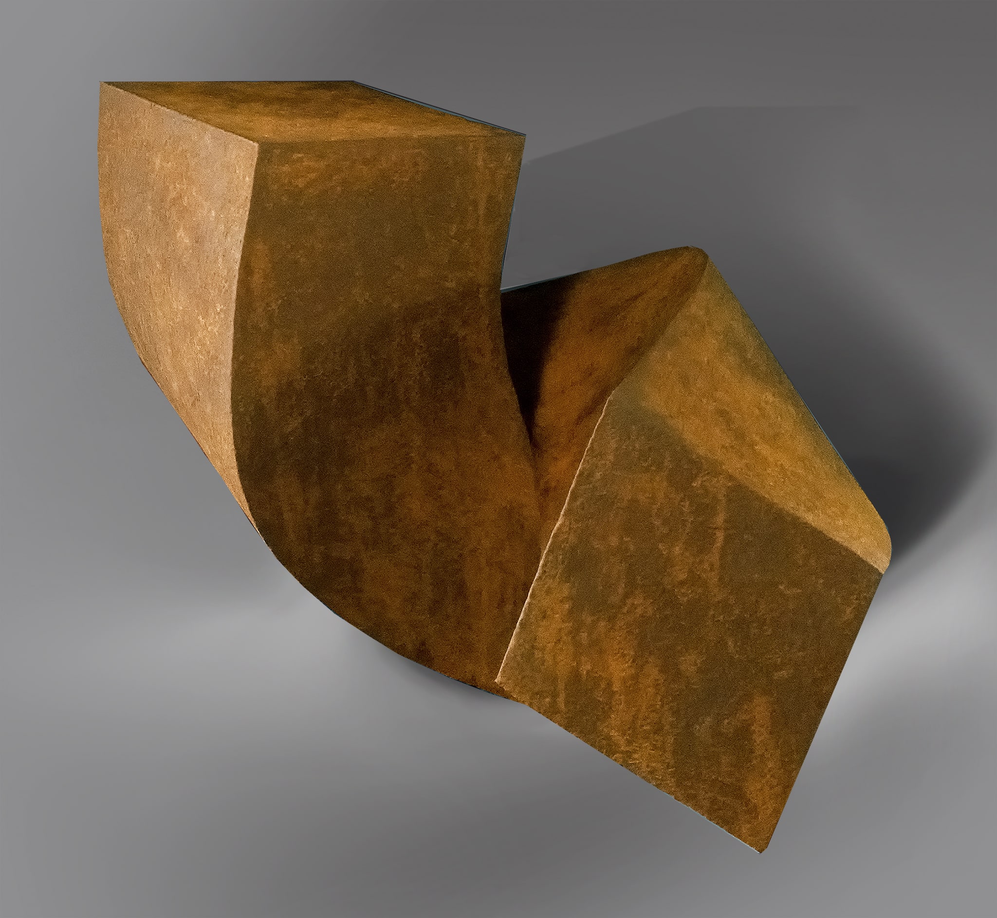 Twisted Lock, 22" x 15" x 15", clay with iron oxide finish